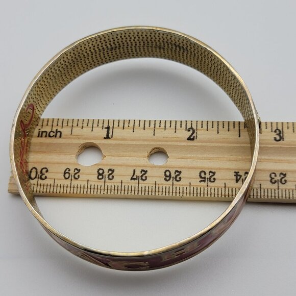 Coach Est. 1941 Logo Enamel Bangle Bracelet Red & Pink Enamel Gold Tone 8 inch - Picture 9 of 10